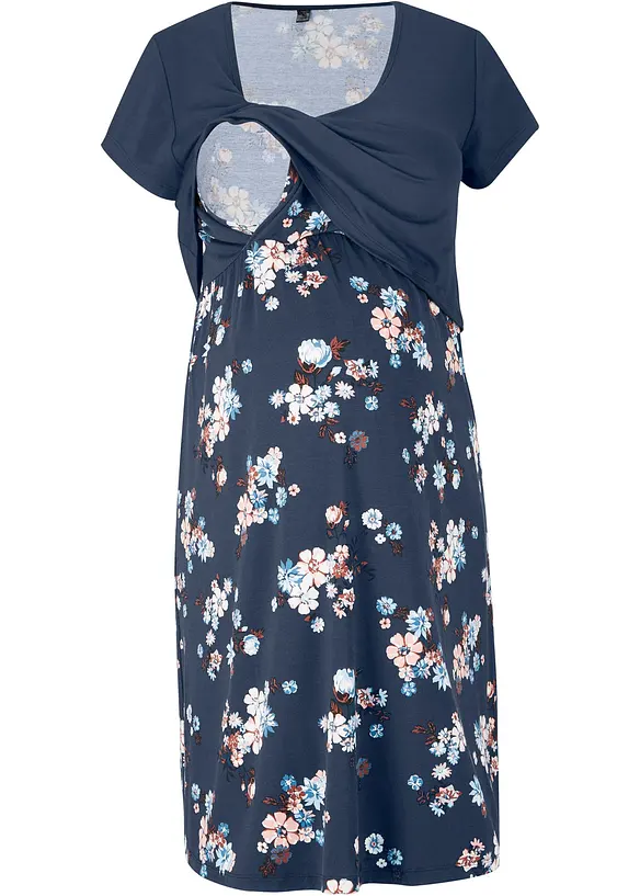 2-in-1 Umstands- und Stillkleid aus aus Viskose-Jersey in blau von vorne - bonprix