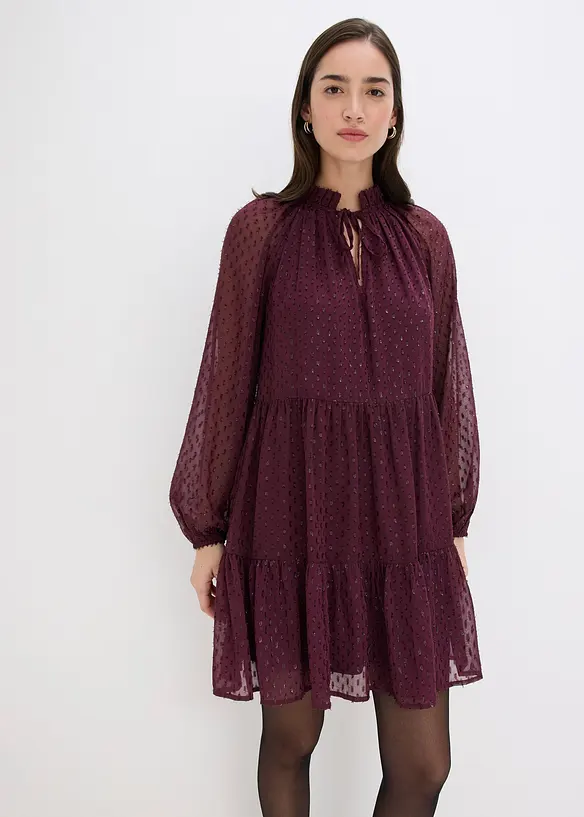 Tunika-Kleid mit Glitzereffekt in rot von vorne (Totalaufnahme) - bonprix Tunika-Kleid mit Glitzereffekt in rot von vorne (Totalaufnahme) - bonprix