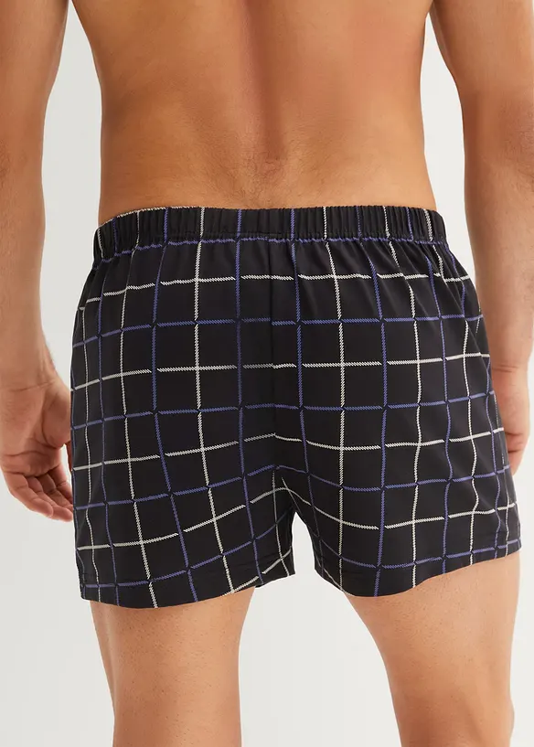 Lockere Jersey Boxershorts aus Baumwolle (3er Pack) in schwarz von hinten - bonprix
