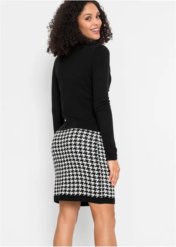 Strickkleid mit Schalkragen in schwarz von hinten (Totalaufnahme) - bonprix Strickkleid mit Schalkragen in schwarz von hinten (Totalaufnahme) - bonprix