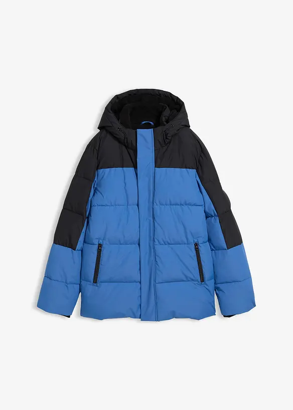 Wasserabweisende Winterjacke mit Fleecefutter in blau von vorne - bonprix