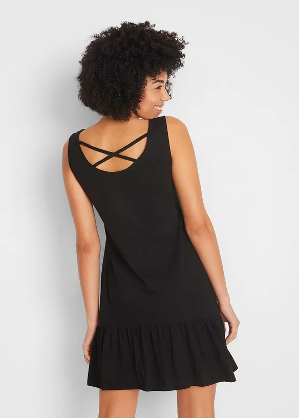 Jerseykleid aus reiner Baumwolle in schwarz von vorne (Totalaufnahme) - bonprix
