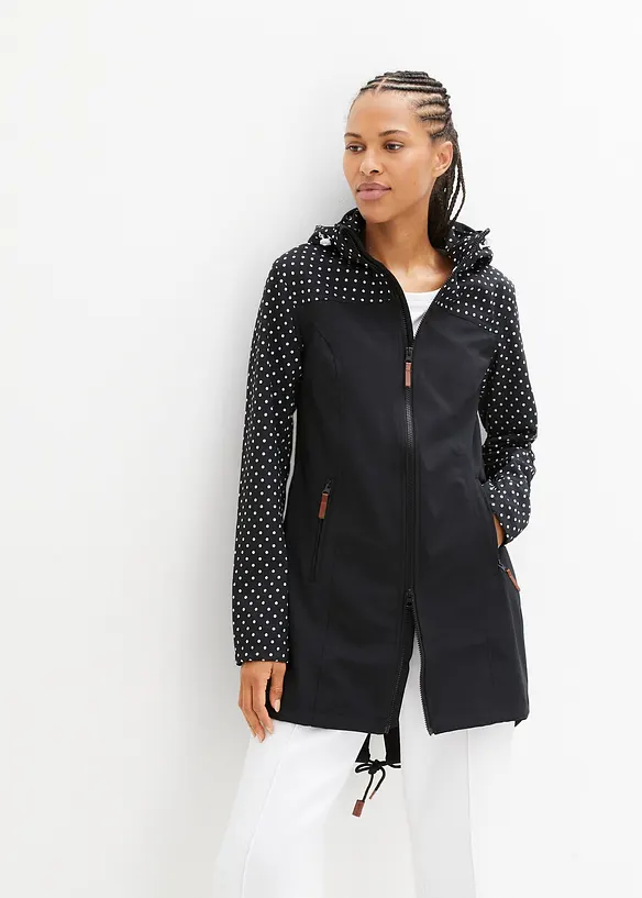 Wasserabweisende Softshelljacke in schwarz von vorne (im Anschnitt) - bonprix