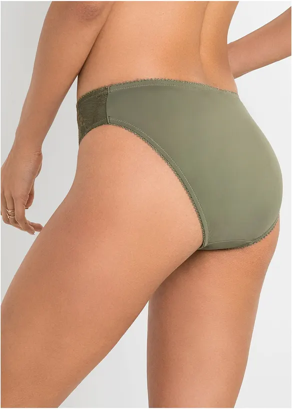 Slip mit zarter Spitze (2er Pack) in grün von hinten - bonprix