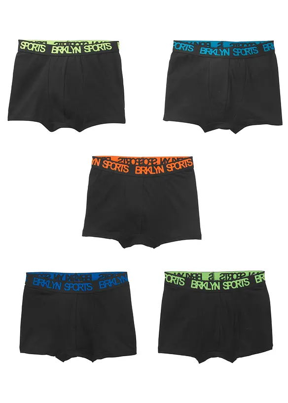 Boxershorts mit weicher Baumwolle (5er-Pack) in schwarz - bonprix