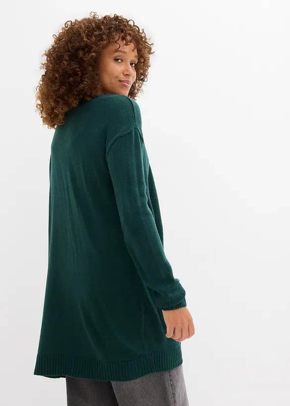 Longstrickjacke in grün von hinten (im Anschnitt) - bonprix Longstrickjacke in grün von hinten (im Anschnitt) - bonprix