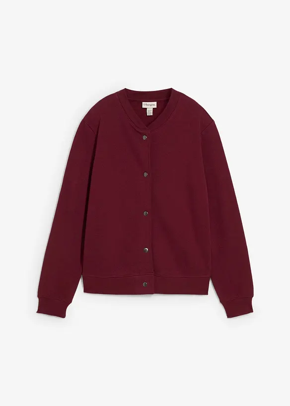 Sweatjacke mit Knopfleiste in rot von vorne - bonprix