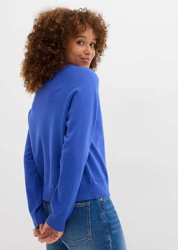 Feinstrickpullover in blau von hinten (im Anschnitt) - bonprix Feinstrickpullover in blau von hinten (im Anschnitt) - bonprix