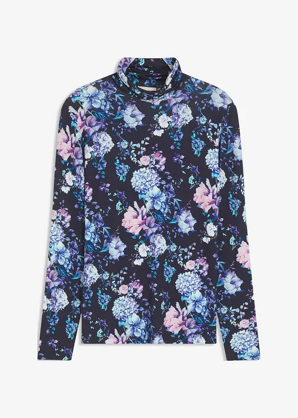 Langarmshirt aus softem Viskose-Mix in blau von vorne - bonprix