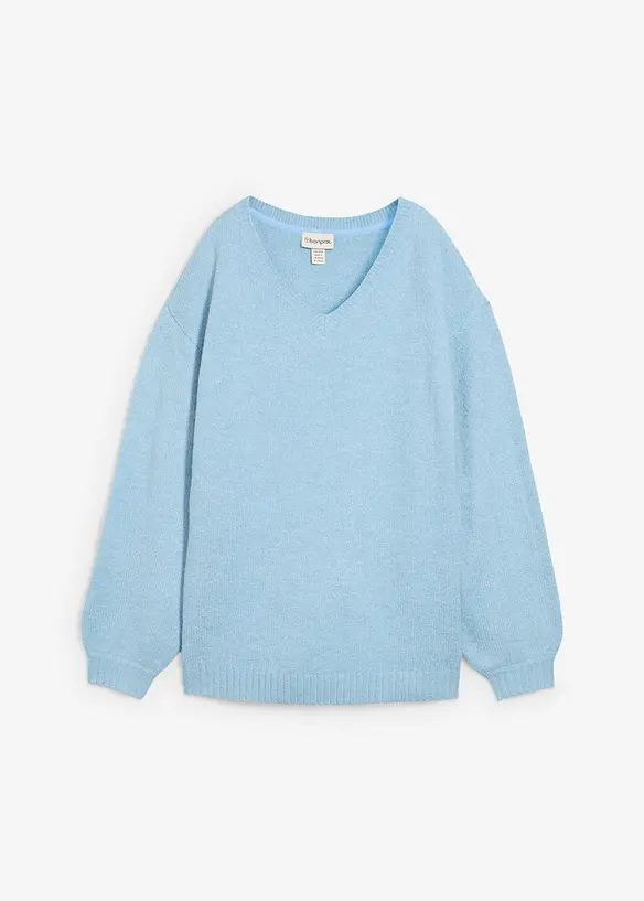 Pullover mit V-Ausschnitt in blau von vorne - bonprix