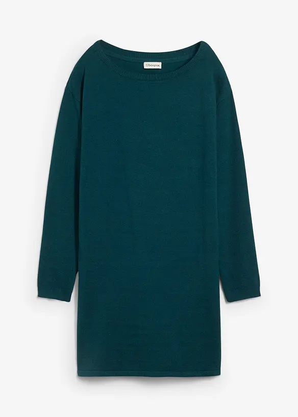 Longpullover mit recycelter Baumwolle in grün von vorne - bonprix