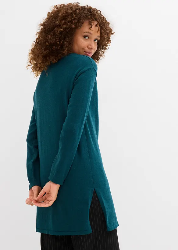Longpullover mit recycelter Baumwolle in grün von hinten (im Anschnitt) - bonprix