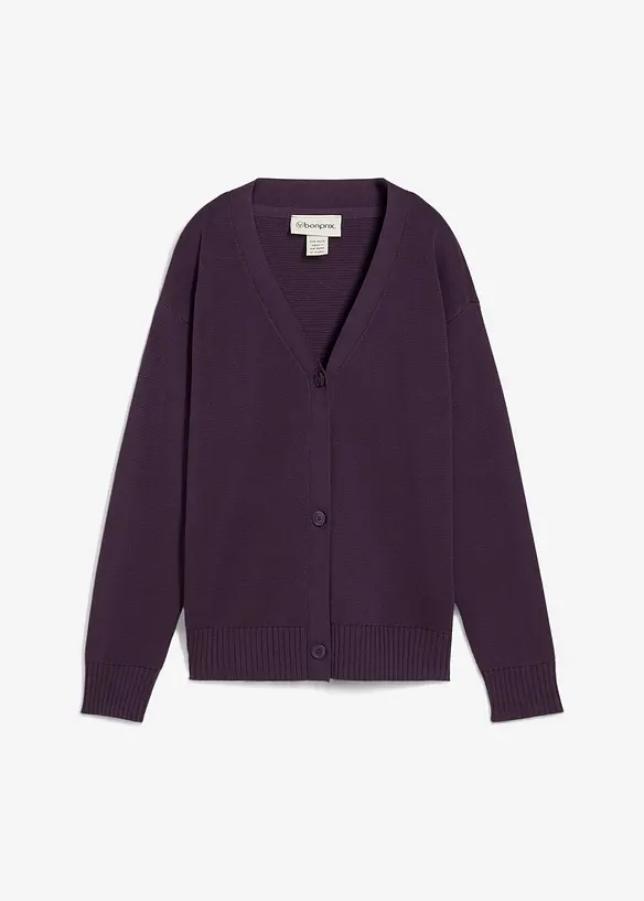 Milano Rib-Feinstrickjacke in lila von vorne - bonprix Milano Rib-Feinstrickjacke in lila von vorne - bonprix