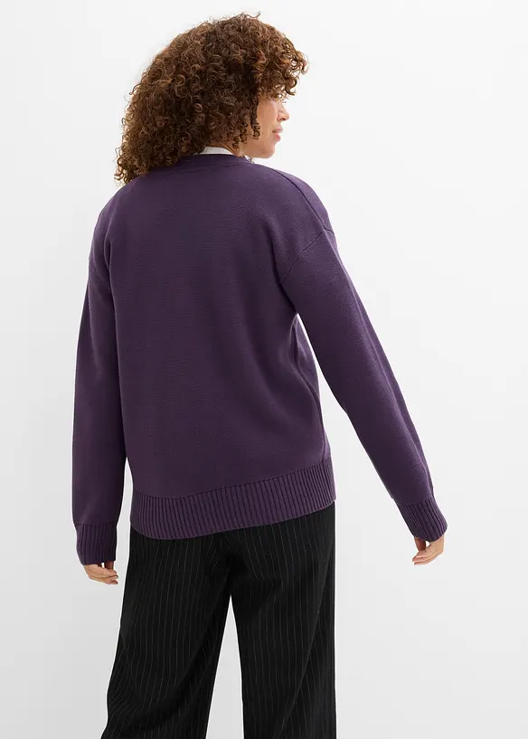 Milano Rib-Feinstrickjacke in lila von hinten (im Anschnitt) - bonprix Milano Rib-Feinstrickjacke in lila von hinten (im Anschnitt) - bonprix