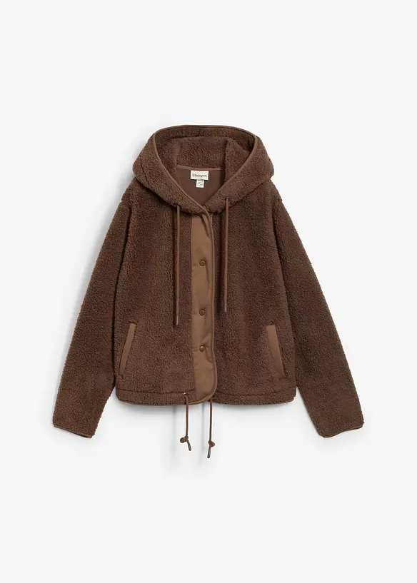 Teddy-Fleece-Jacke in braun von vorne - bonprix Teddy-Fleece-Jacke in braun von vorne - bonprix