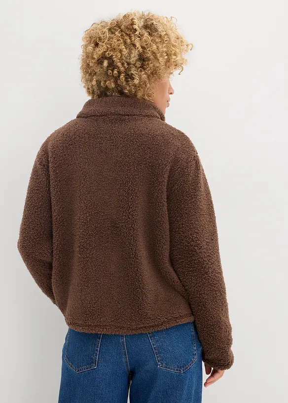 Teddy-Fleece Jacke in braun von hinten (im Anschnitt) - bonprix Teddy-Fleece Jacke in braun von hinten (im Anschnitt) - bonprix