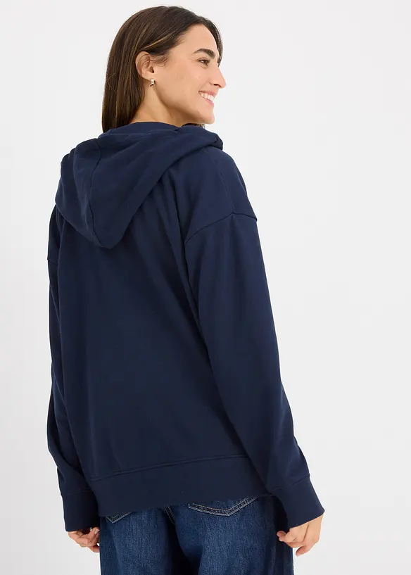Long-Sweatjacke in blau von hinten (im Anschnitt) - bonprix Long-Sweatjacke in blau von hinten (im Anschnitt) - bonprix