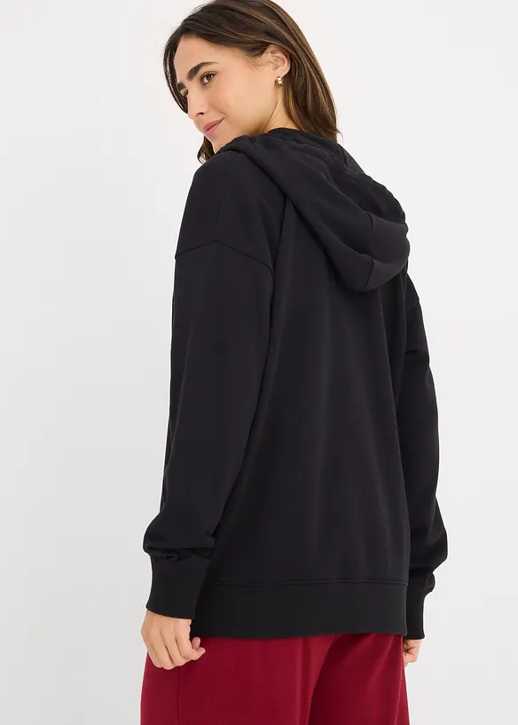 Long-Sweatjacke in schwarz von hinten (im Anschnitt) - bonprix