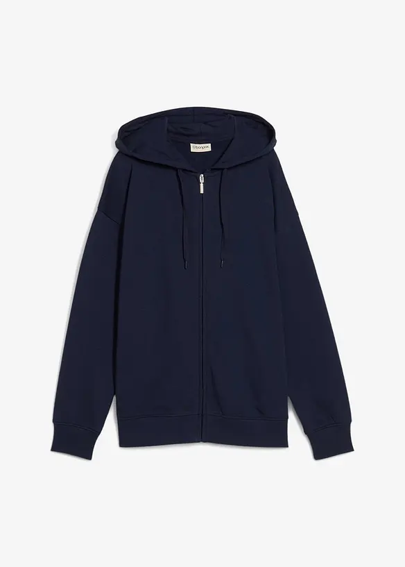 Long-Sweatjacke in blau von vorne - bonprix Long-Sweatjacke in blau von vorne - bonprix