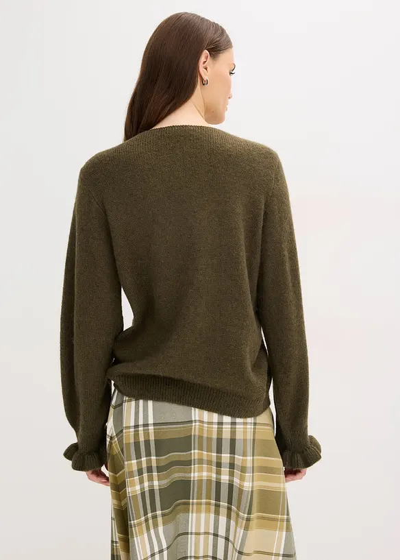 Strickjacke Strickjacke aus weichem Woll-Mix in grün von hinten (im Anschnitt) - bonprix Strickjacke Strickjacke aus weichem Woll-Mix in grün von hinten (im Anschnitt) - bonprix