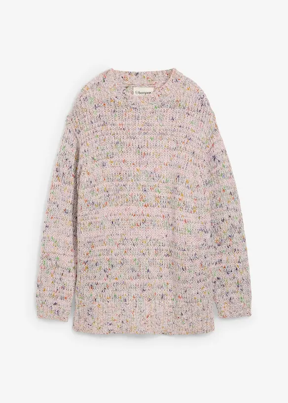 Oversize-Pullover aus Noppengarn in rosa von vorne - bonprix