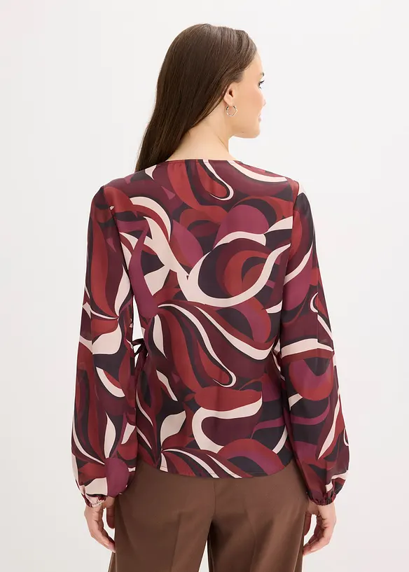 Wickelbluse aus fließendem Satin in rot von hinten (im Anschnitt) - bonprix Wickelbluse aus fließendem Satin in rot von hinten (im Anschnitt) - bonprix