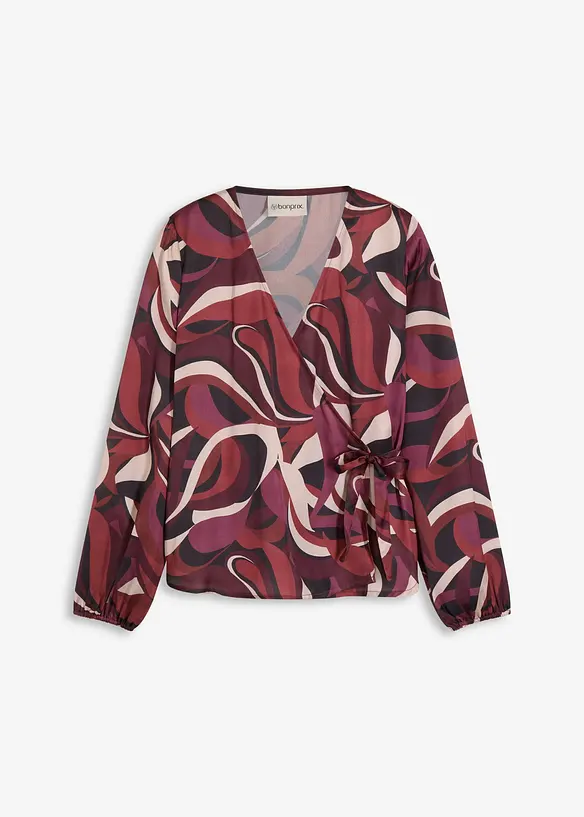 Wickelbluse aus fließendem Satin in rot von vorne - bonprix Wickelbluse aus fließendem Satin in rot von vorne - bonprix