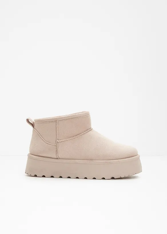 Gefütterte Plateau-Boots in beige - bonprix