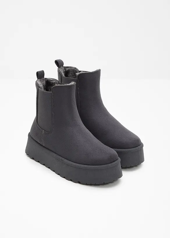 Gefütterte Chelsea-Boots in grau - bonprix Gefütterte Chelsea-Boots in grau - bonprix