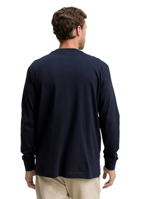Tom Tailor Langarmshirt aus reiner Baumwolle in blau von hinten (im Anschnitt) - Tom Tailor