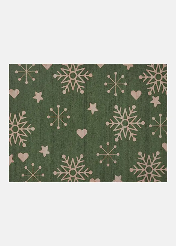 Waschbare Fußmatte mit winterlichem Motiv in grün von vorne - bonprix
