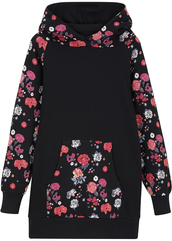 Sweatkleid aus reiner Baumwolle in schwarz von vorne - bonprix