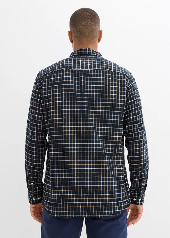 Flanellhemd aus Baumwolle in Regular Fit in grau von hinten (im Anschnitt) - bonprix