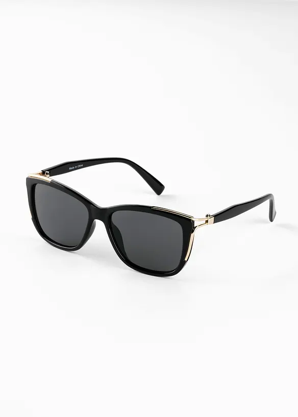 Sonnenbrille mit dekorativen Elementen in schwarz von vorne - bonprix