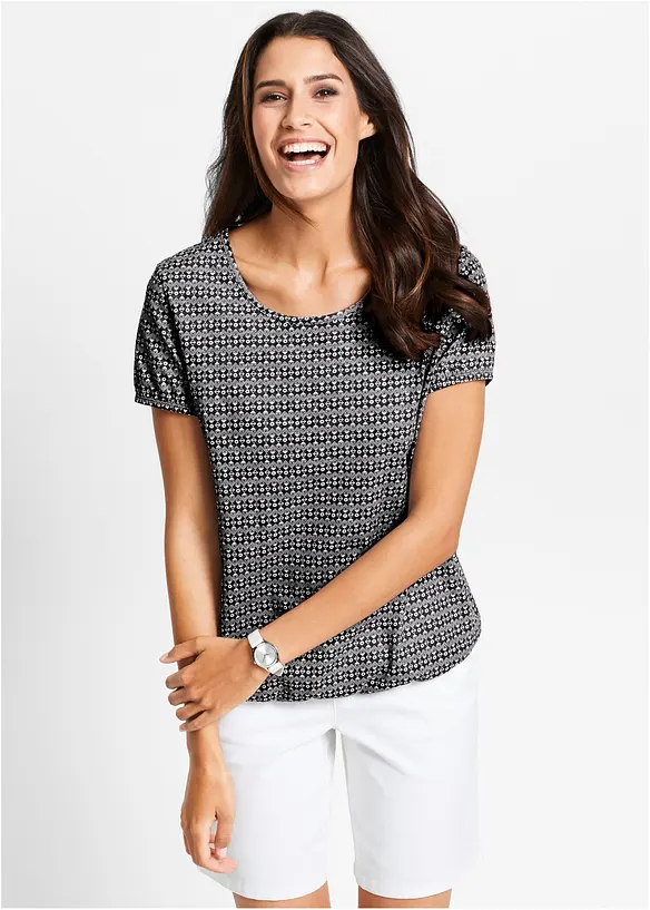 Shirt aus reiner Baumwolle in schwarz von vorne (im Anschnitt) - bonprix Shirt aus reiner Baumwolle in schwarz von vorne (im Anschnitt) - bonprix
