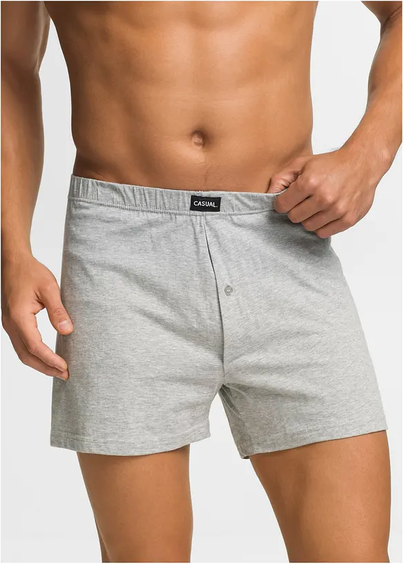 Lockere Jersey Boxershorts mit weicher Baumwolle (4er Pack) in grau von vorne - bonprix