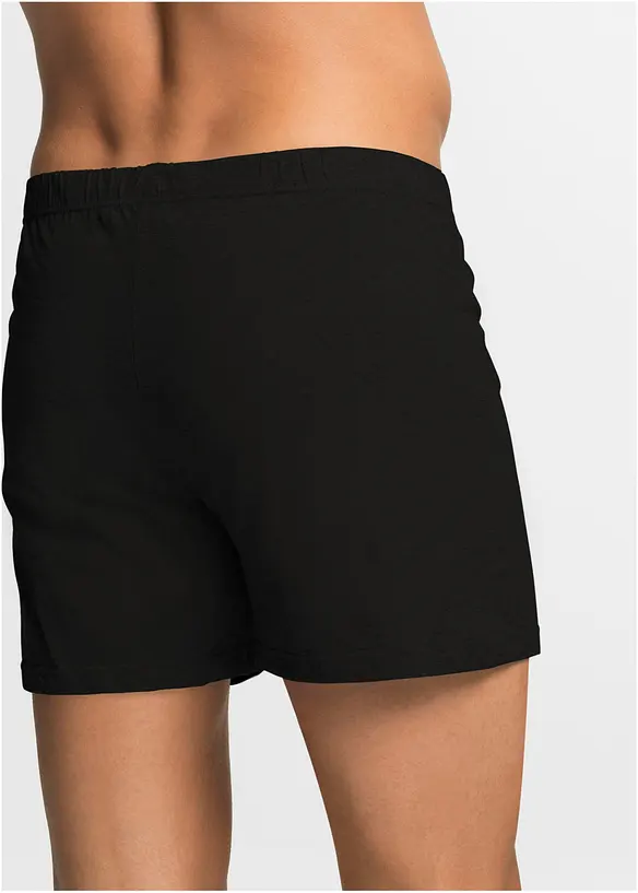 Lockere Jersey Boxershorts mit weicher Baumwolle (4er Pack) in schwarz von hinten - bonprix