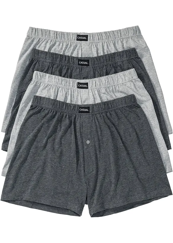 Lockere Jersey Boxershorts mit weicher Baumwolle (4er Pack) in grau - bonprix