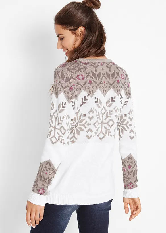 Pullover mit Norwegermuster in weiß von hinten (im Anschnitt) - bonprix Pullover mit Norwegermuster in weiß von hinten (im Anschnitt) - bonprix
