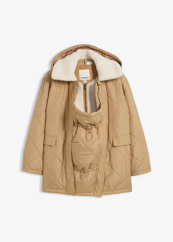 6-in-1 Umstands-und Tragejacke mit herausnehmbarer Weste in beige von vorne - bonprix
