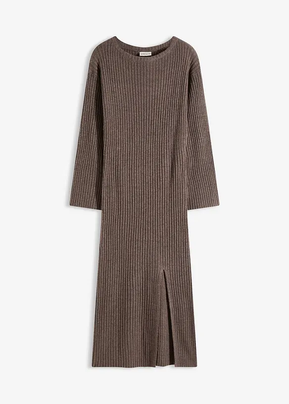 Strickkleid mit Schlitz in braun von vorne - bonprix Strickkleid mit Schlitz in braun von vorne - bonprix