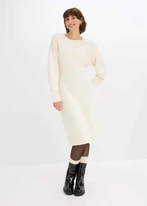 Milano Strickkleid in weiß von vorne (Totalaufnahme) - bonprix Milano Strickkleid in weiß von vorne (Totalaufnahme) - bonprix