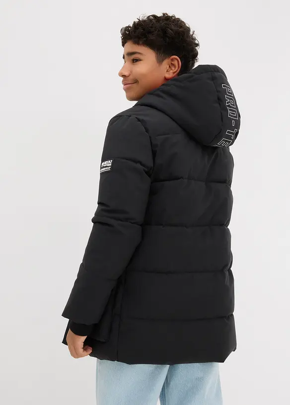 Stepp-Parka mit sportiven Details und Kapuze in schwarz von hinten (im Anschnitt) - bonprix