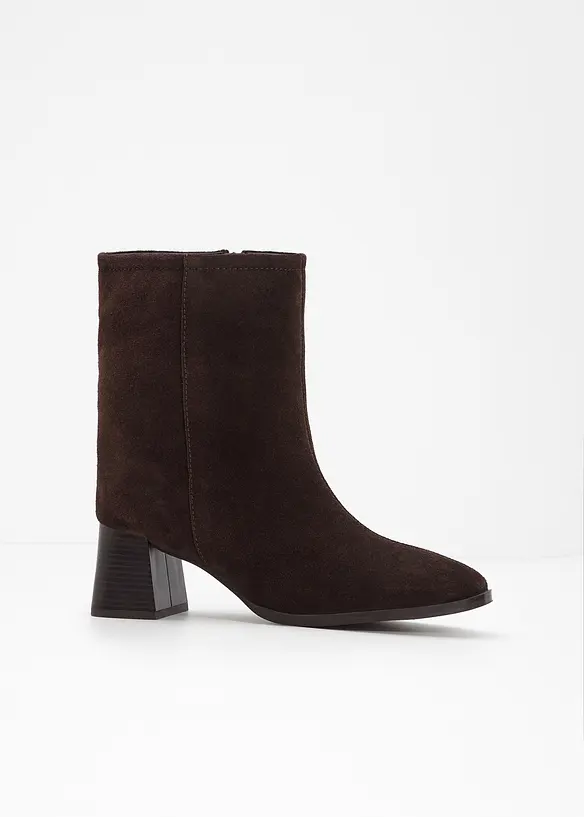 Stiefeletten aus Veloursleder in braun - bonprix