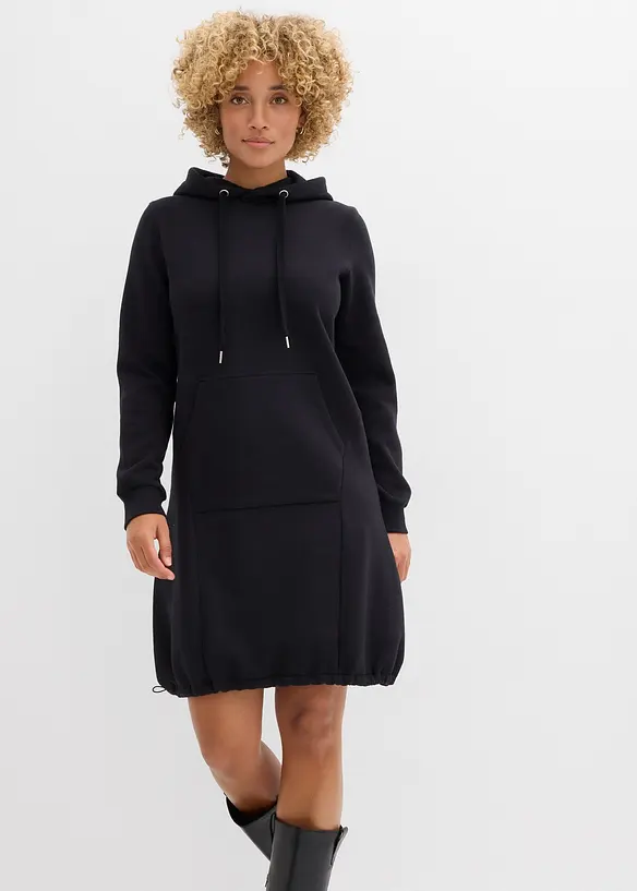 Sweatkleid aus Baumwoll-Mix in schwarz von vorne (Totalaufnahme) - bonprix Sweatkleid aus Baumwoll-Mix in schwarz von vorne (Totalaufnahme) - bonprix