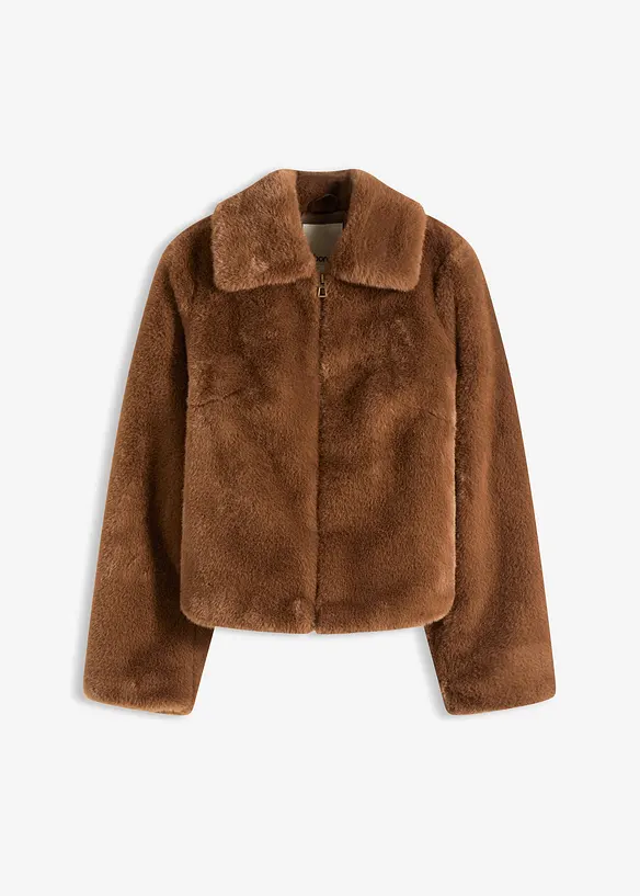 Kurze Fellimitat-Jacke in braun von vorne - bonprix Kurze Fellimitat-Jacke in braun von vorne - bonprix