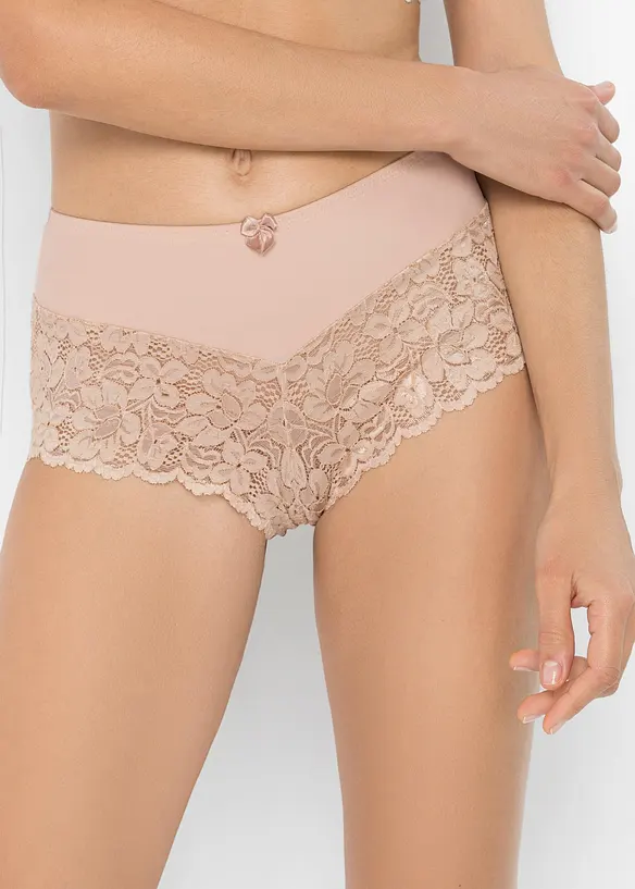 Maxipanty mit Spitze in beige von vorne - bonprix