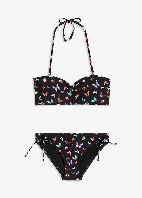 Bandeau Bikini (2-tlg. Set) in schwarz von vorne - bonprix