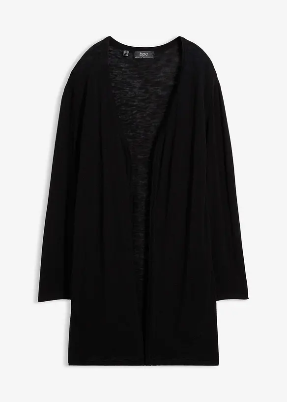 Longstrickjacke, offen in schwarz von vorne - bonprix Longstrickjacke, offen in schwarz von vorne - bonprix