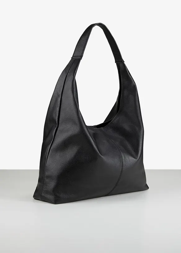 Premium Ledershopper in schwarz von hinten - bonprix